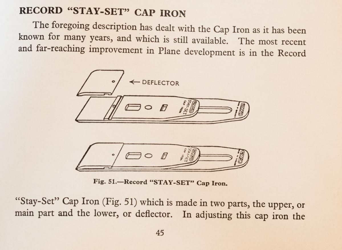 Record Stay-Set Cap iron from the book 