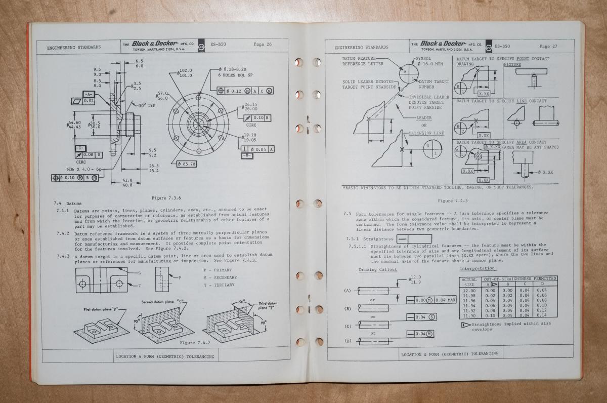 B&D was also a pioneer in the introduction of GD&T tolerancing specification. We didn't use it much yet