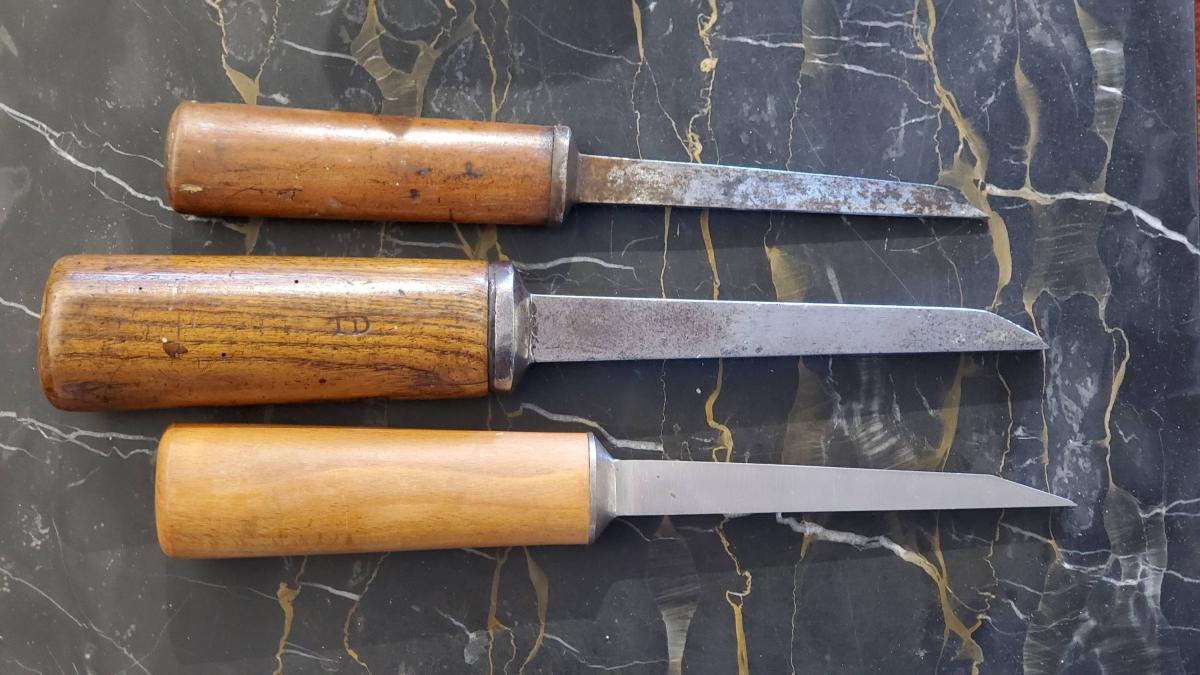 Three English Oval Bolstered Mortise Chisels