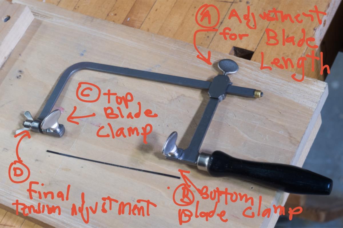  A typical fretsaw and its adjustments