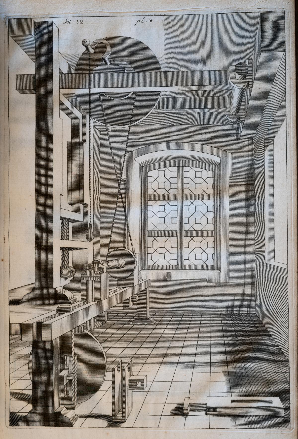 Treadle lathe with overhead flywheel mechanism. From “The Art of the Turner” 1701 by Charles Plumier