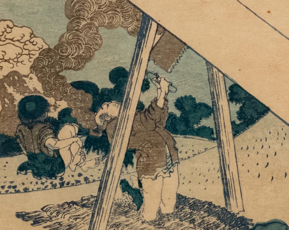 Mount Fuji from the mountains of Tōtōmi - Detail of Bottom Man Sawing