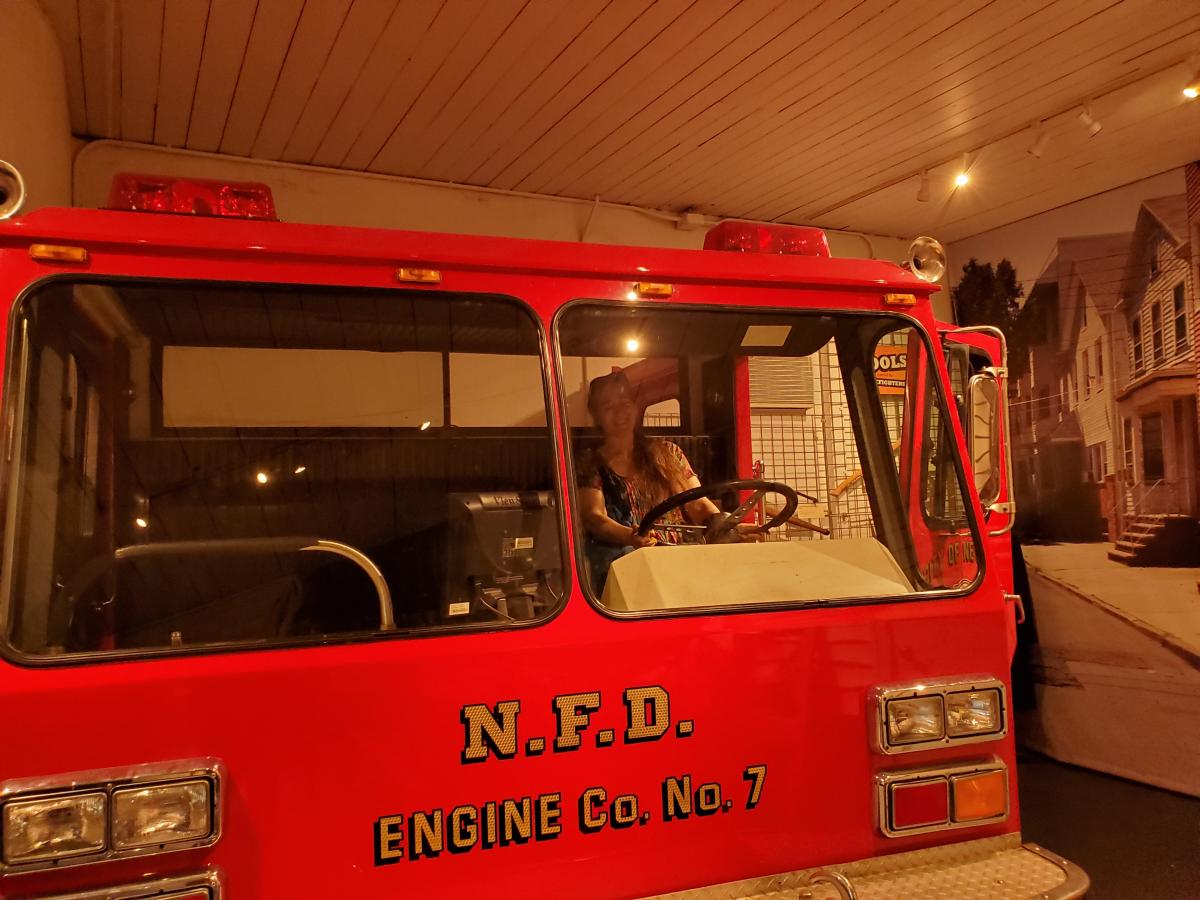 Sally drives the fire truck