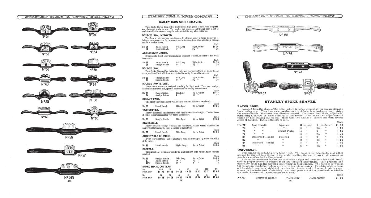 The spokeshave pages from the 1914 catalog
