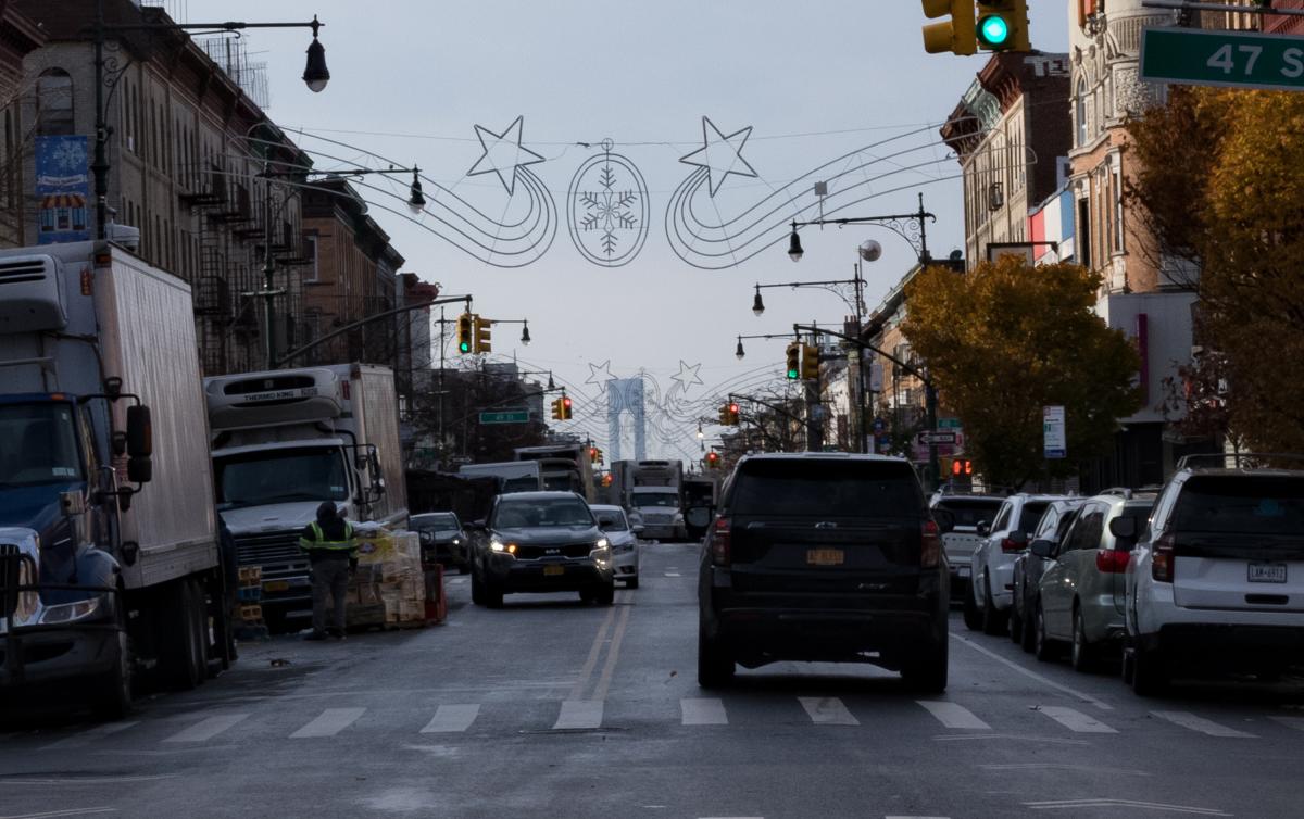 5th Avenue with the Verrazzano-Narrows Bridge looming in the distance - about two miles away