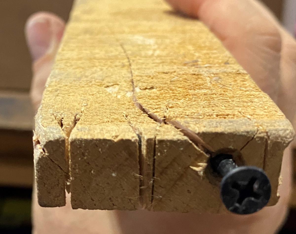 Placing a screw into the end grain of a piece of wood