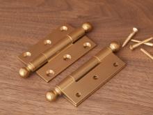 Brusso Brass Butt Hinge with Finials
