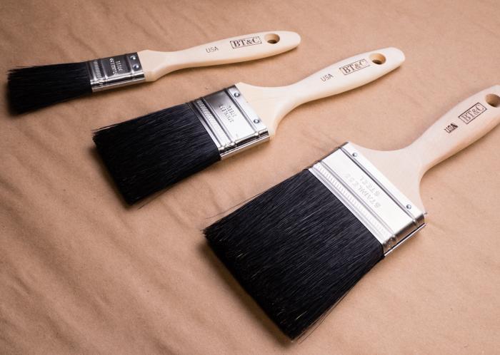 BT&amp;C Black Bristle Paint Brushes with Stainless Ferrules