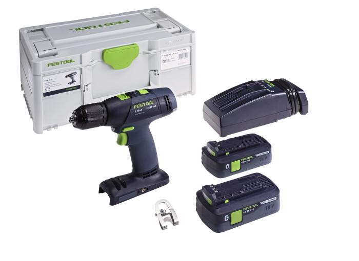  alt="T18 E Easy Cordless 18V Drill Plus 4.0Ah kit with (2) 4.0 Ah Li Bluetooth Batteries and TCL6 Charger (#576754)"