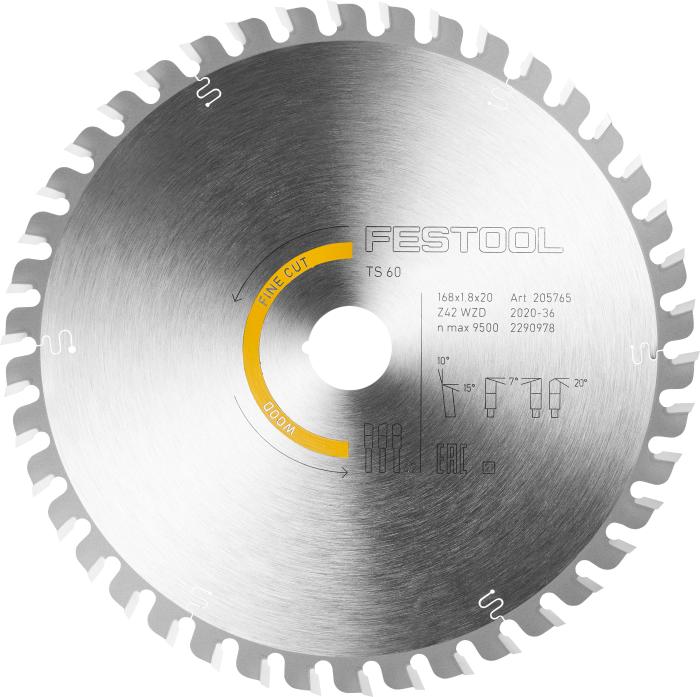  alt="Saw Blade HW 168x1,8x20 WD42 WOOD FINE CUT - this the blade that comes with CSC table saw and TS 60 saw (#205772)"