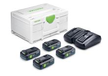 Energy Set: 4 x Tabless TBX  18V Li 4.0 batteries and a TCL6 DUO charger, Packed in a Systainer (#578675)