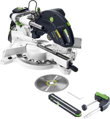 Kapex miter saw with a standard blade, angle transfer device, hold-down clamp, and wrench. (#575306)