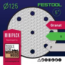 Festool Granat - Mini Packs of 5" 125mm Diameter Sanding Disks