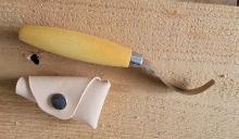 Morakniv Wood Carving Hook Knife 163 - Double Edge Open Curve with Leather Sheath
