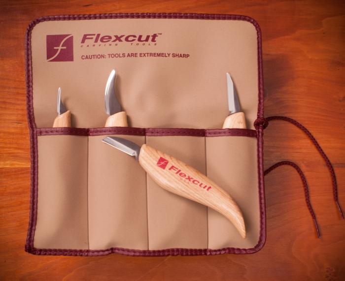 Flexcut #KN115 3-Piece Chip Carving Set w/ Sharpening Compound 