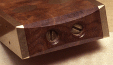 Close-up of blade adjustment screws